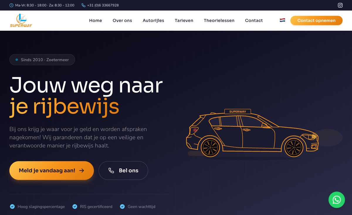 Superway - driving school website redesign in Zoetermeer, Netherlands
